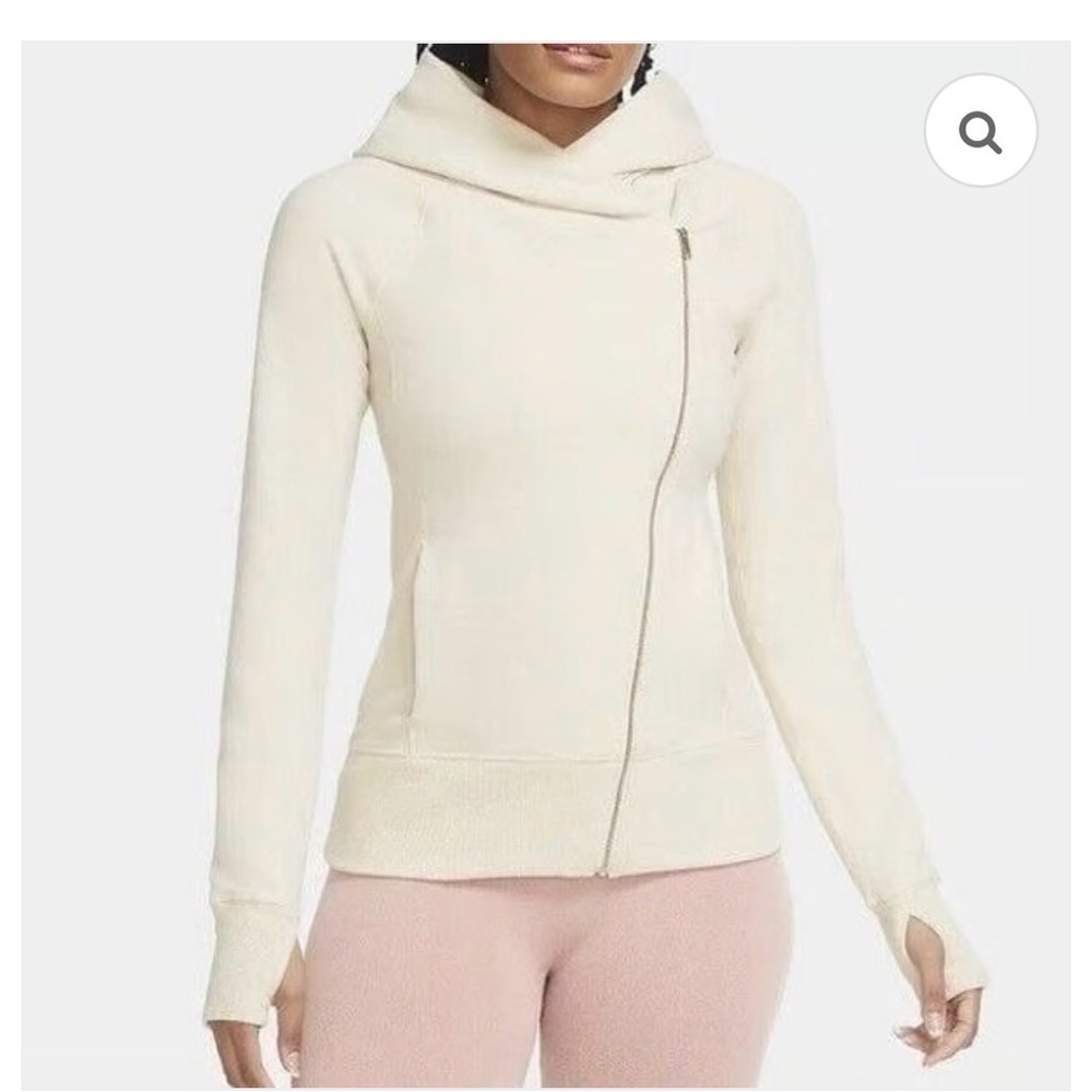 Nike Yoga Cream Hoodie with Asymmetrical Zip